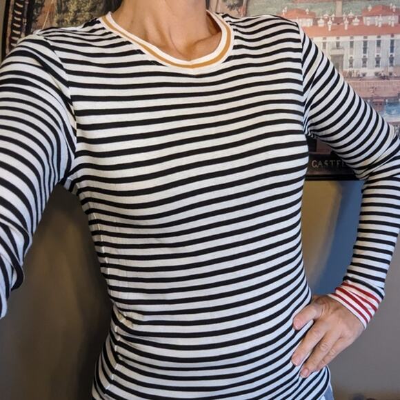 Splendid Wyatt Striped Colorblock Long-Sleeve Top – Black & White – Size XS - Picture 7 of 7